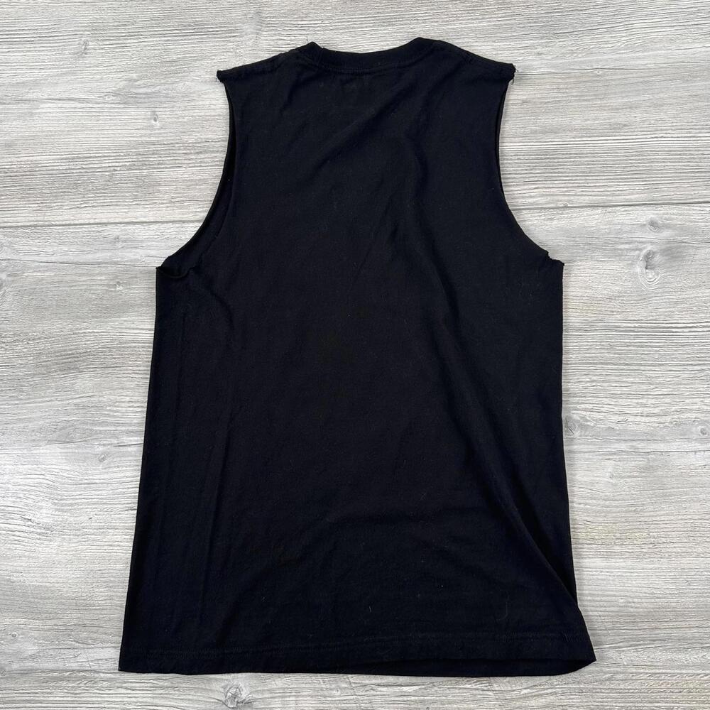Kiss Shirt Womens Small Black Cutoff V neck Shredded Upcycled Cut Up - Picture 6 of 6